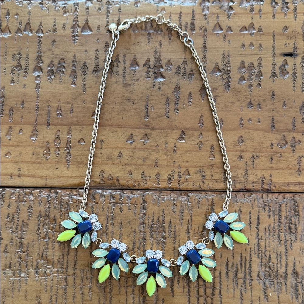 J. Crew Gold and Green Floral Necklace